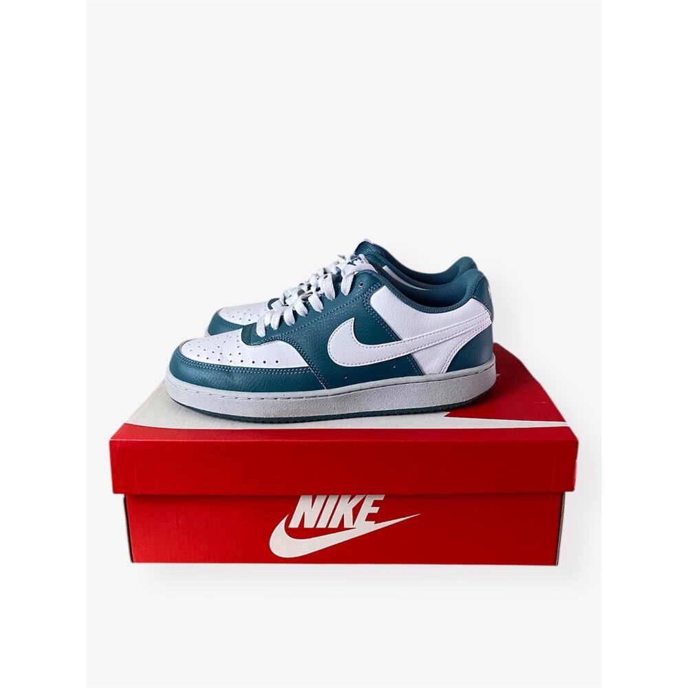 Nike Women’s Court Vision Low Next Nature Casual Sneakers White, Smoky Blue 9